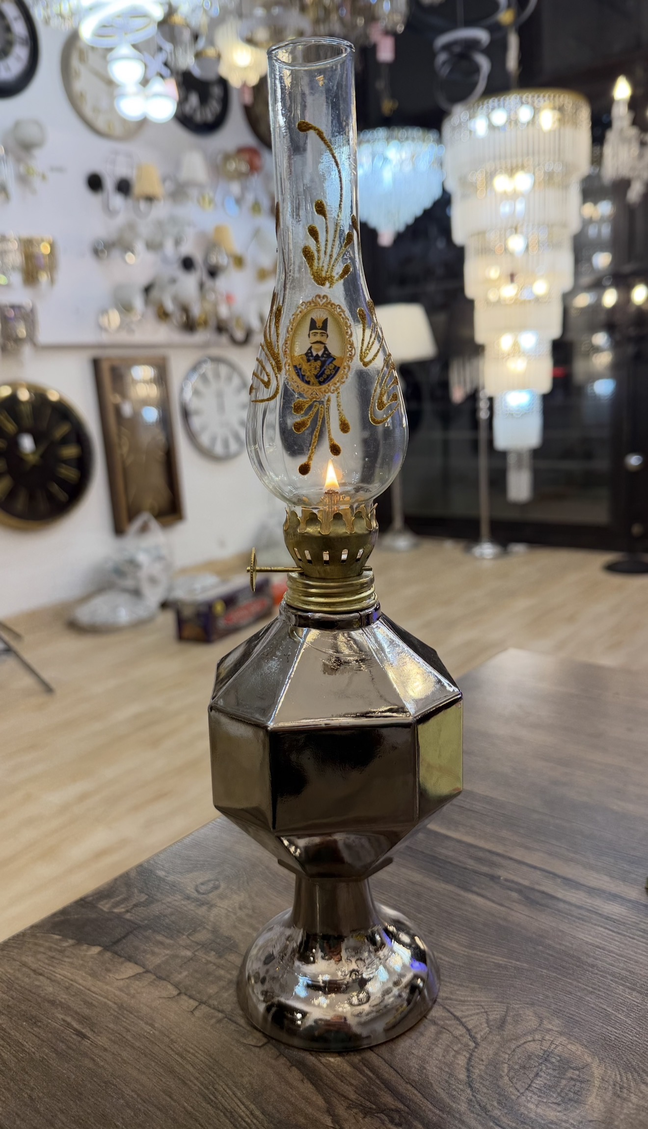 چراغ نفتی مسافرتی کروم بدنه ابکاری